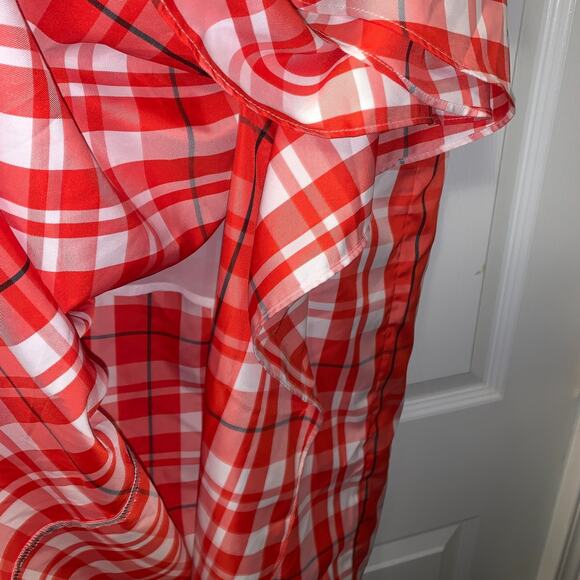 J Crew Collection Women's Plaid Long Ruffle Skirt Size 6 Holiday Party Midi Slit - Picture 4 of 7